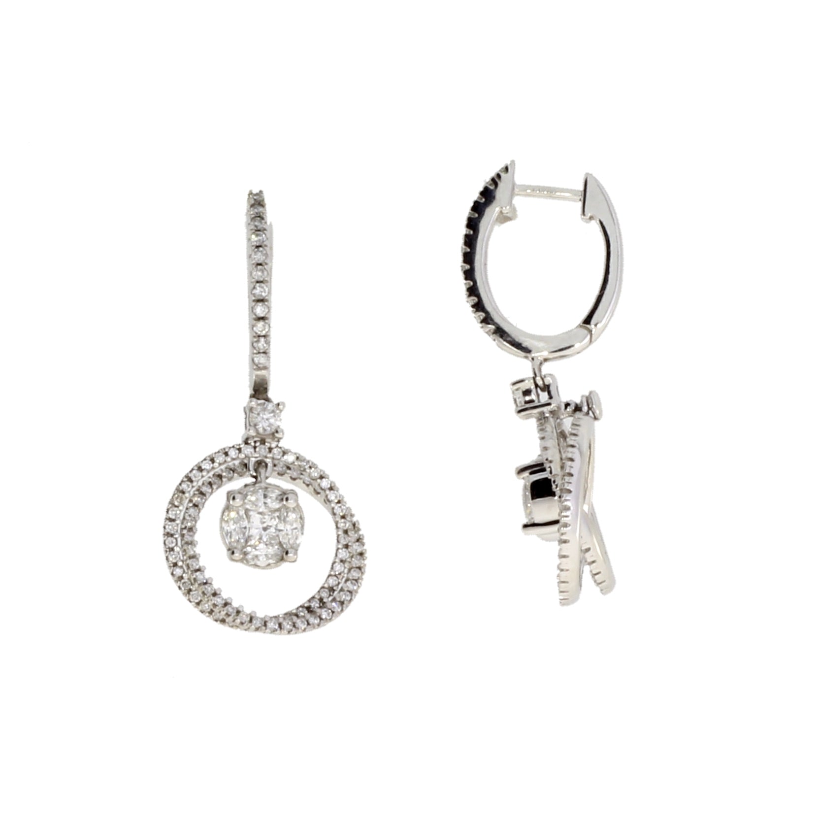 Genuine 1.00ct Diamond Dangle Earrings 14KT White Gold by Bids.com