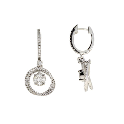 Genuine 1.00ct Diamond Dangle Earrings 14KT White Gold by Bids.com