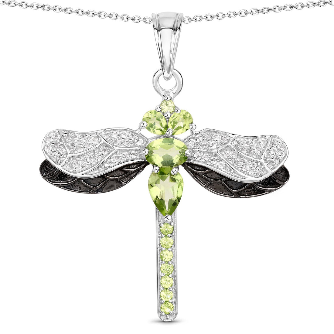 1.98 Carat Genuine Peridot and White Topaz .925 Sterling Silver Pendant by Bids.com