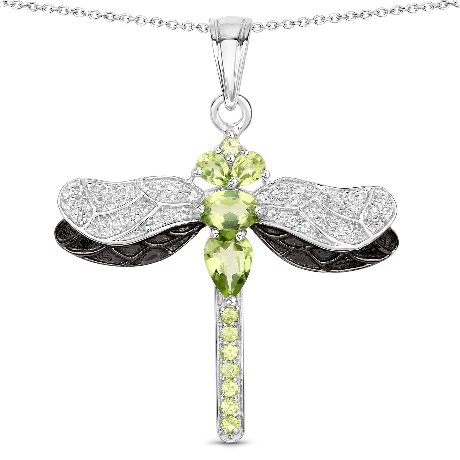 1.98 Carat Genuine Peridot and White Topaz .925 Sterling Silver Pendant by Bids.com