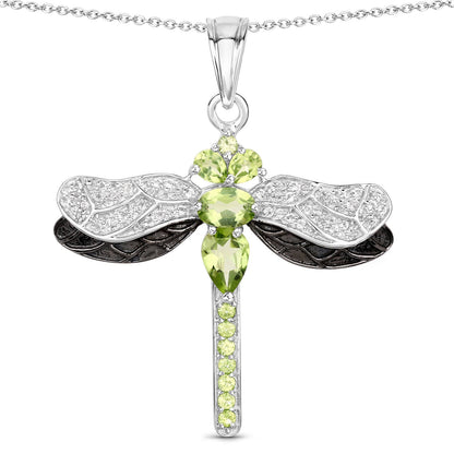 1.98 Carat Genuine Peridot and White Topaz .925 Sterling Silver Pendant by Bids.com