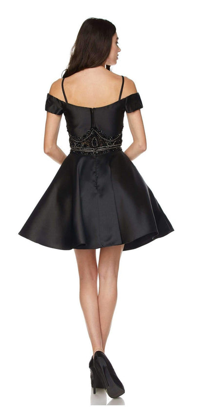 Juliet 790 Cold Shoulder Two-Piece Embellished Short Dress by DiscountDressShop