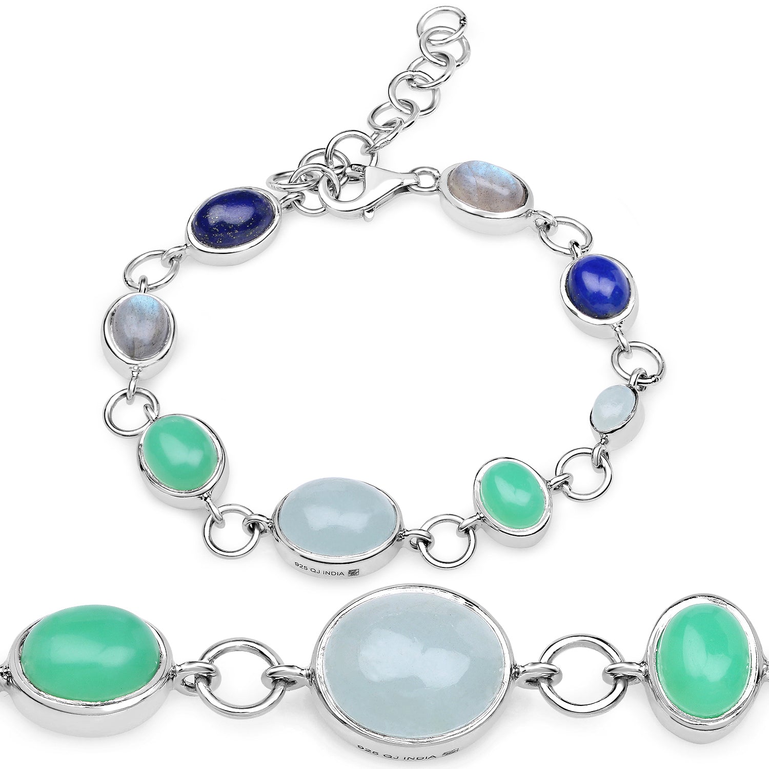 15.67 Carat Genuine Multi Stone .925 Sterling Silver Bracelet  DestGlow
