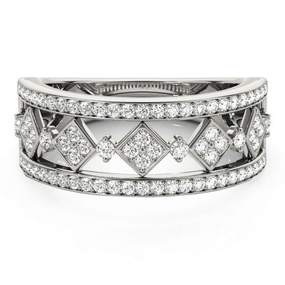 Diamond Studded Square Motif Ring in 14k White Gold (1/2 cttw) by Bids.com