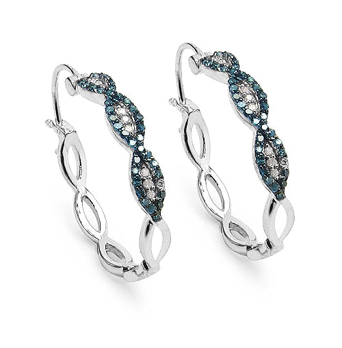 0.52 Carat Genuine Blue Diamond &amp; White Diamond .925 Sterling Silver Earrings by Bids.com