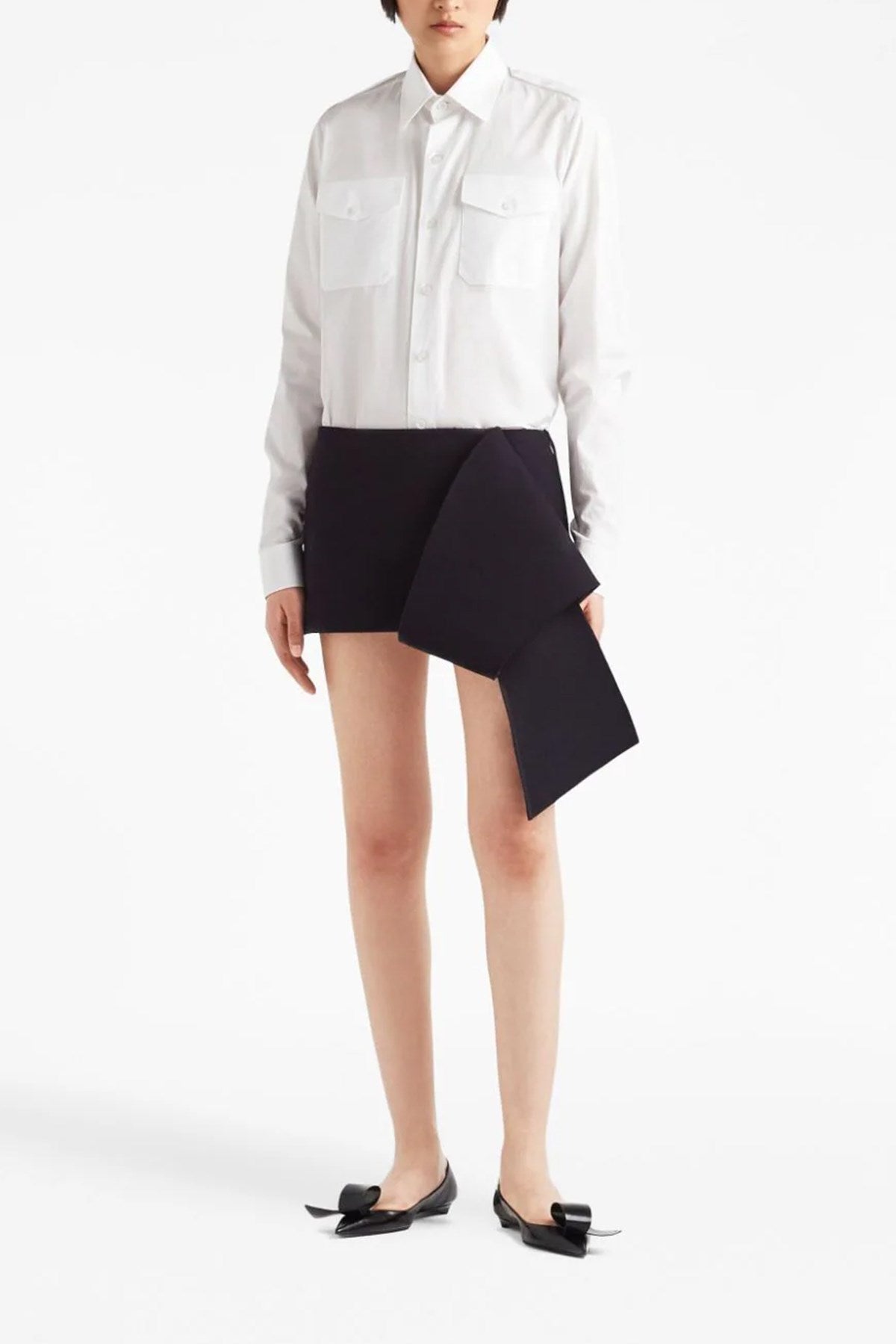 Prada Women Midnight Blue Wool Blend Mini Skirt by Luosophy