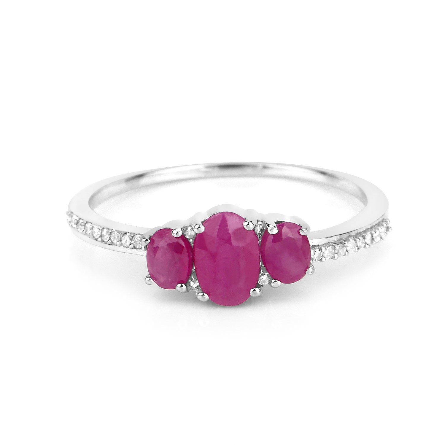1.02 Carat Genuine Ruby and White Diamond 14K White Gold Ring by Bids.com