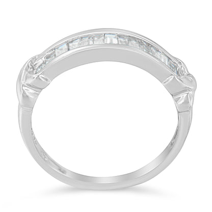 .925 Sterling Silver 1/2 Cttw Baguette Cut Diamond Channel Set X-Station Wedding Ring (H-I Color, I1-I2 Clarity) - Size 6-1/2 by Bids.com