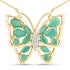 2.60 Carat Genuine Emerald and White Zircon .925 Sterling Silver Necklace by Bids.com