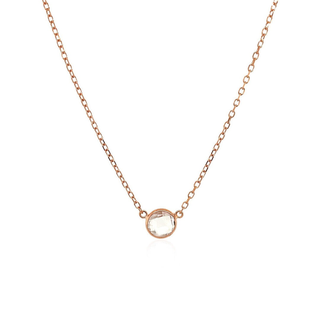 14k Rose Gold 17 inch Necklace with Round White Topaz by Bids.com