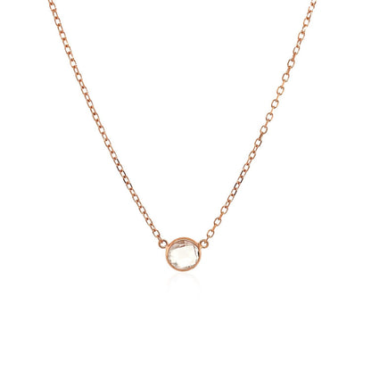 14k Rose Gold 17 inch Necklace with Round White Topaz by Bids.com