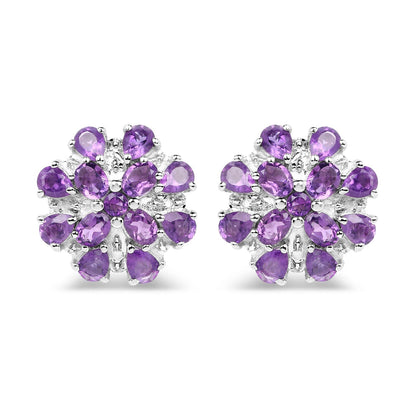 3.80 Carat Genuine Amethyst .925 Sterling Silver Earrings  DestGlow