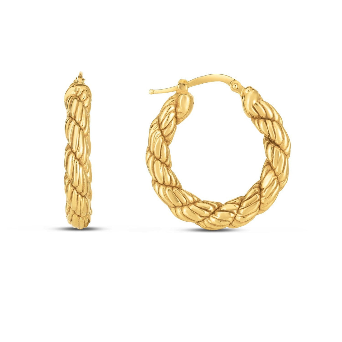 14k Yellow Gold Rope Hoop Earrings by Bids.com
