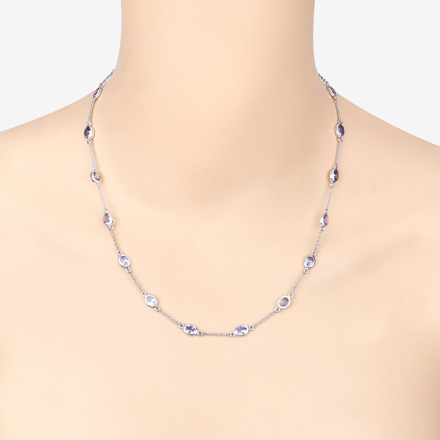 5.94 Carat Genuine Tanzanite .925 Sterling Silver Necklace  DestGlow