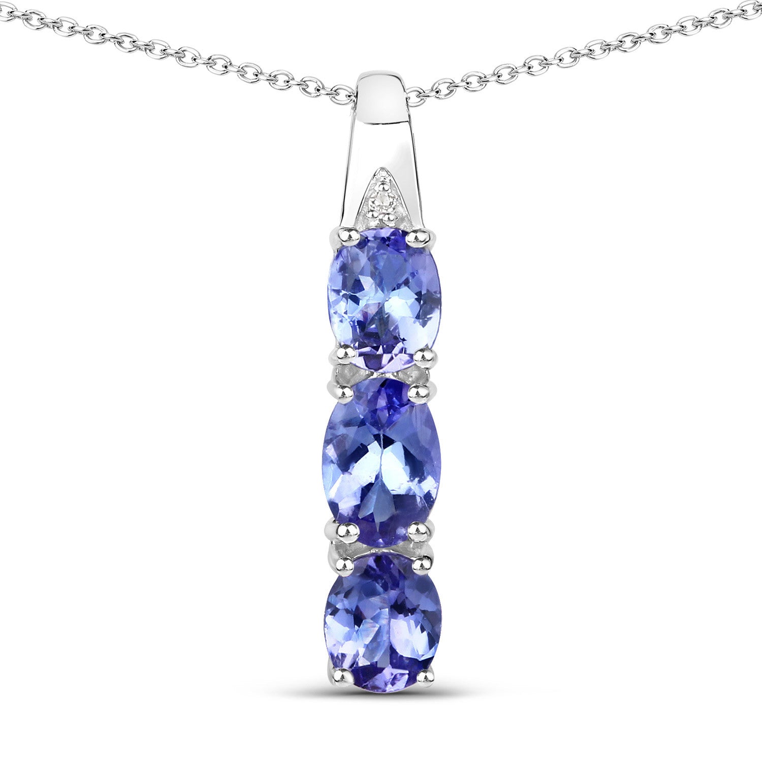 1.11 Carat Genuine Tanzanite and White Diamond .925 Sterling Silver Pendant by Bids.com