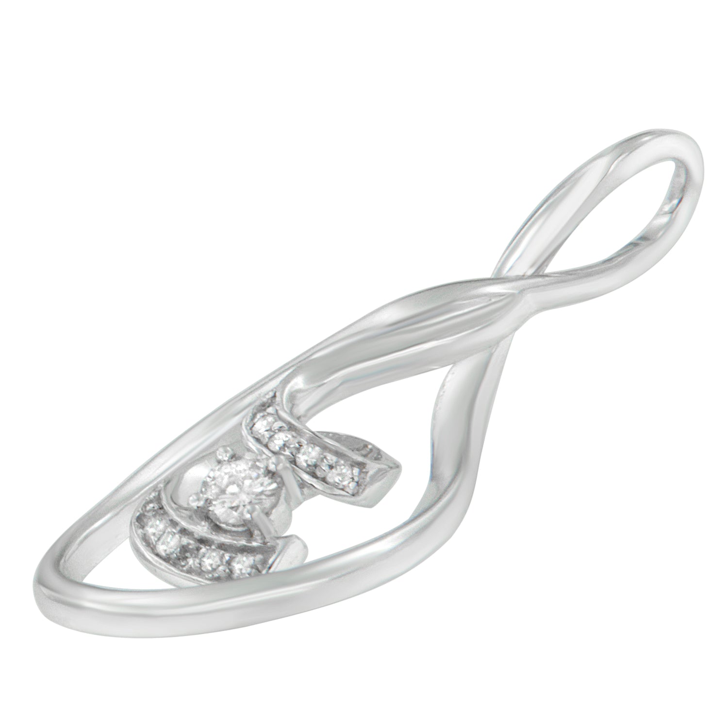 Espira 10K White Gold 1/8 cttw Round Cut Diamond Layered Spiral Pendant Necklace (I-J, I1-I2) by Bids.com