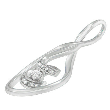 Espira 10K White Gold 1/8 cttw Round Cut Diamond Layered Spiral Pendant Necklace (I-J, I1-I2) by Bids.com