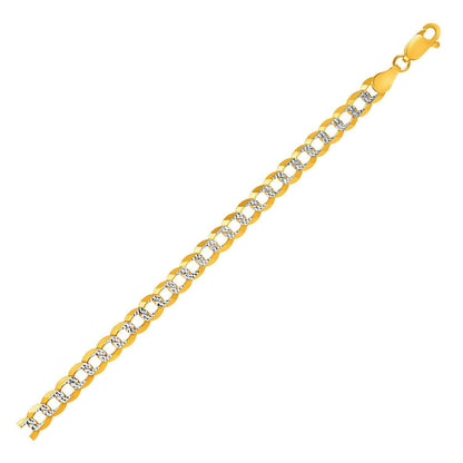 5.7mm 14k Two Tone Gold Pave Curb Bracelet  DestGlow
