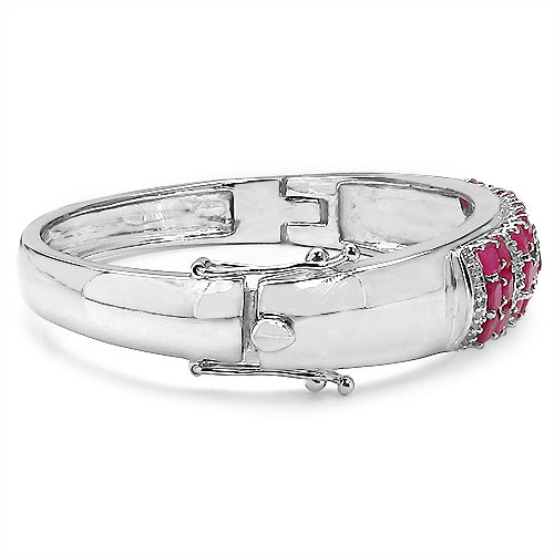 6.65 Carat Genuine Ruby and White Topaz .925 Sterling Silver Bracelet by Bids.com