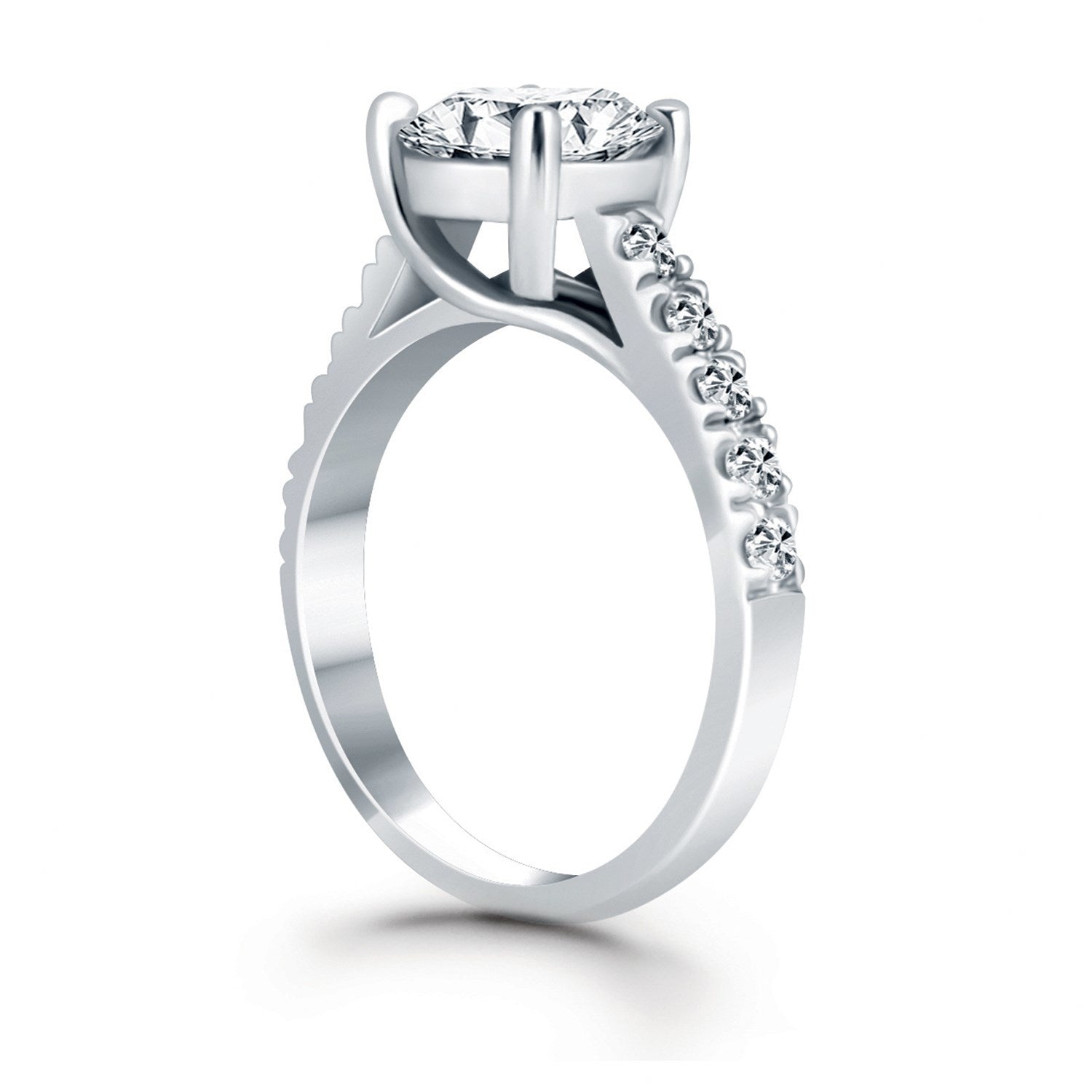 14k White Gold Trellis Diamond Engagement Ring by Bids.com