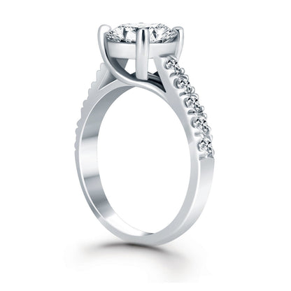 14k White Gold Trellis Diamond Engagement Ring by Bids.com