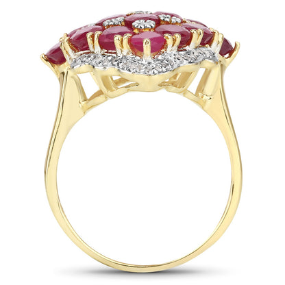 6.49 Carat Glass Filled Ruby and White Topaz .925 Sterling Silver Ring by Bids.com