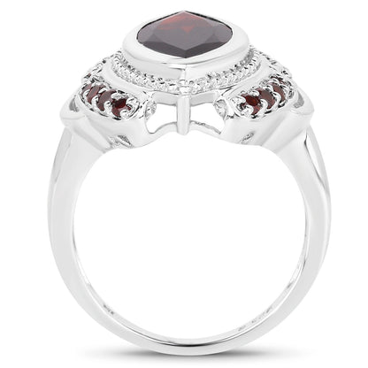 4.06 Carat Genuine Garnet .925 Sterling Silver Ring  DestGlow