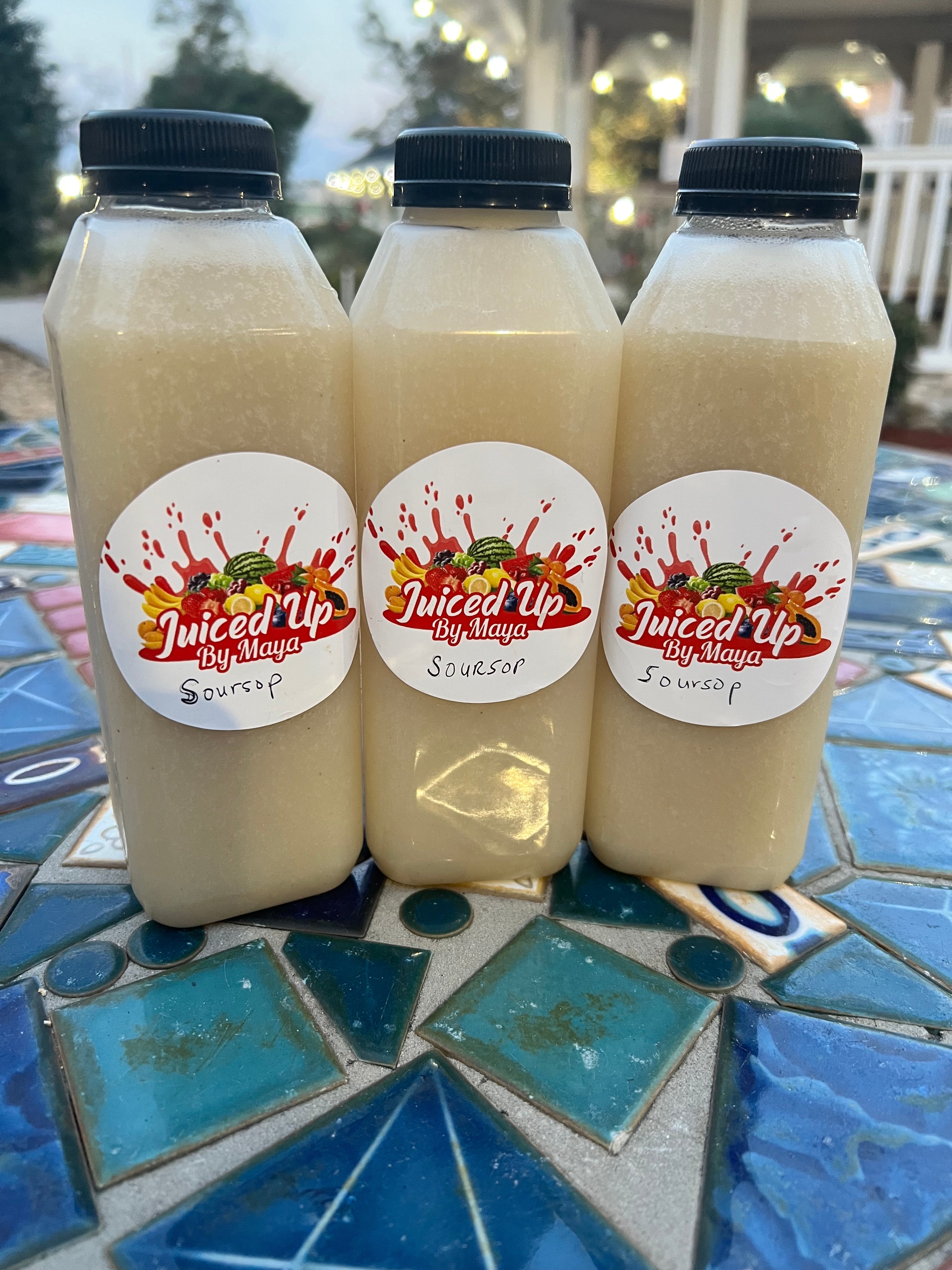Fresh Soursop Juice | 100% Homemade Guanábana Juice with Ginger &amp; Organic Lime | All-Natural, Vegan, Keto-Friendly – 16oz Bottle by Seamoss depot