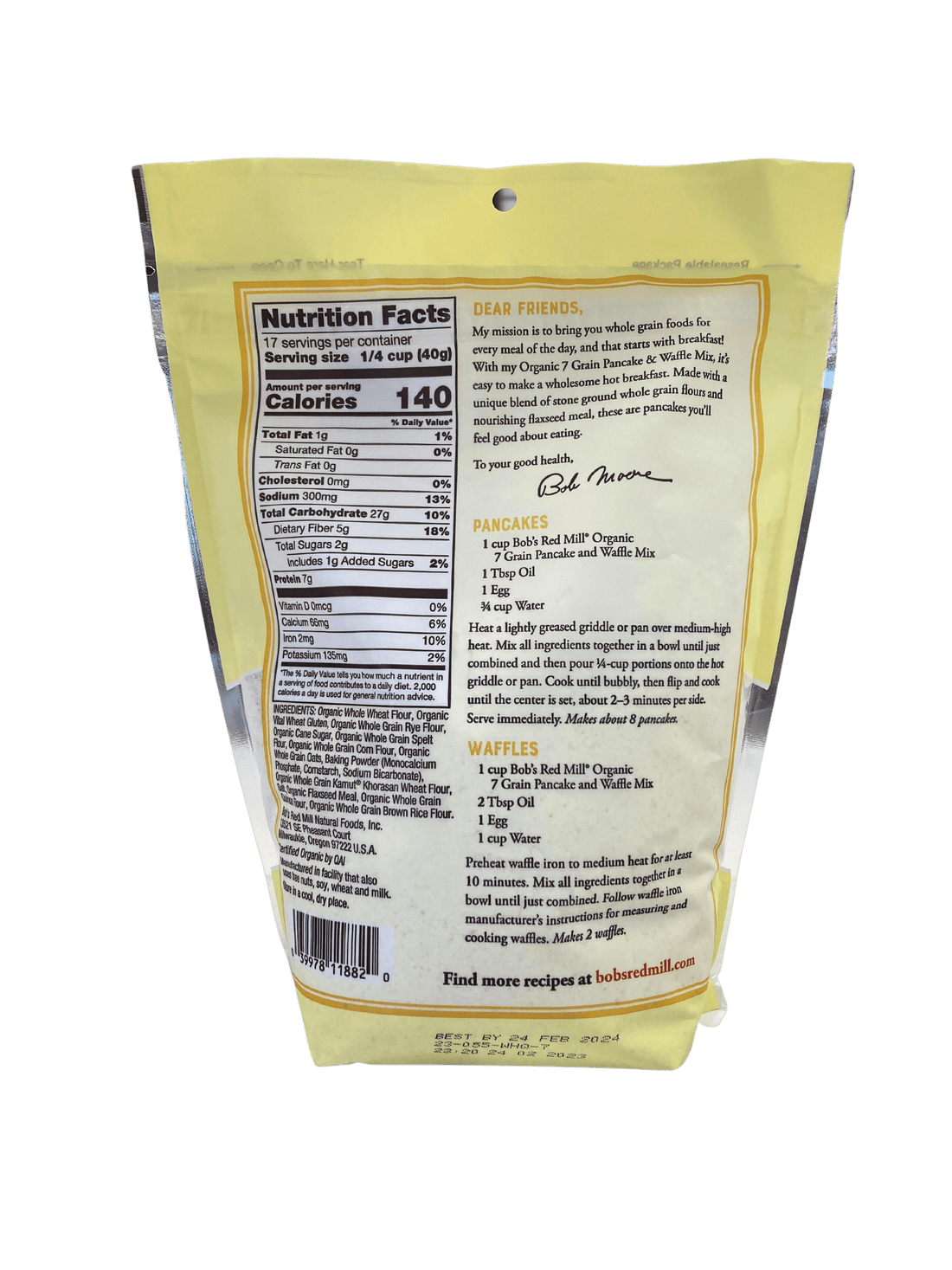 Pancake &amp; Waffle Mix, Multi-Grain, Organic, Bob&
