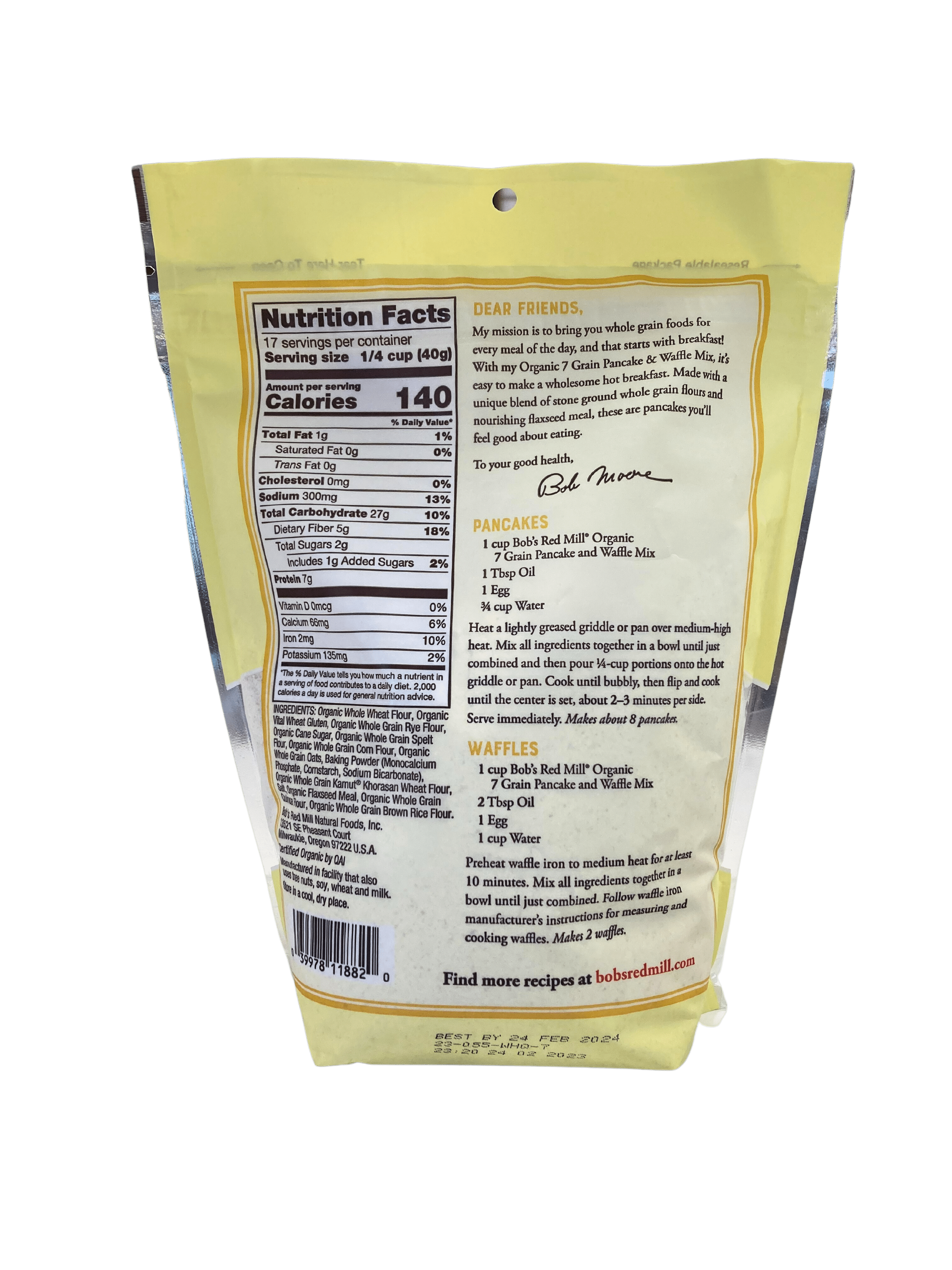 Pancake &amp; Waffle Mix, Multi-Grain, Organic, Bob&