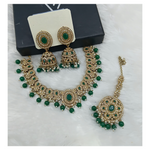 Joban Fashion Green Stone Work Necklace Set