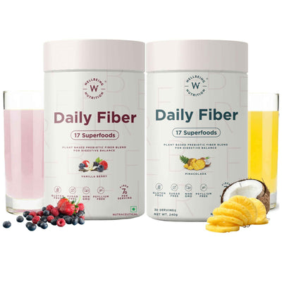 Wellbeing Nutrition Daily Fiber Powder - Vanilla Berry & Pina Colada Combo