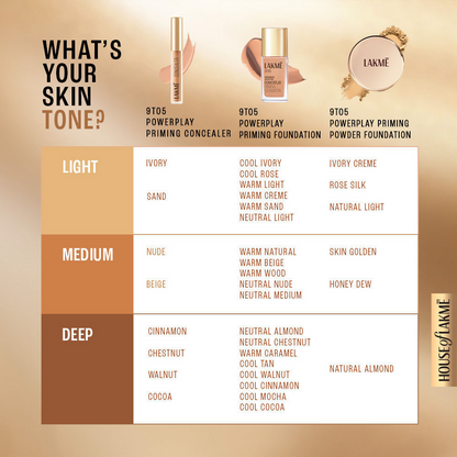 Lakme Powerplay Priming Powder Foundation, 3-In-1, Lasting Matte - Ivory Cream