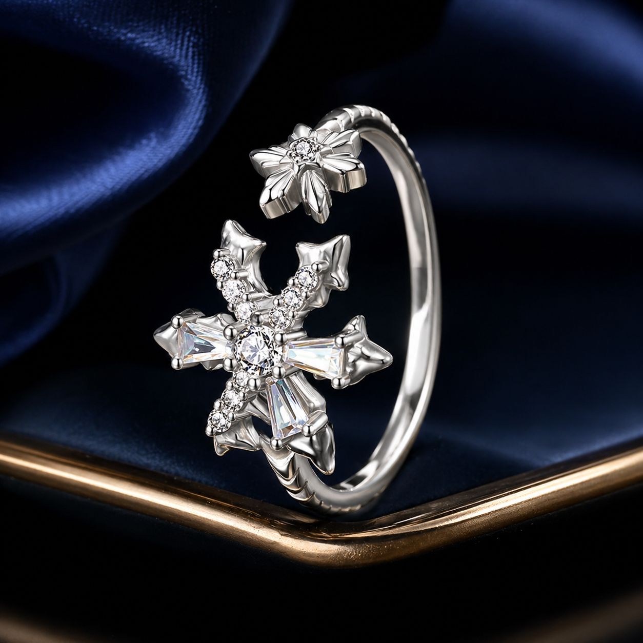 925 Sterling Silver Ring with White Gold Plating and CZ for Women  DestGlow