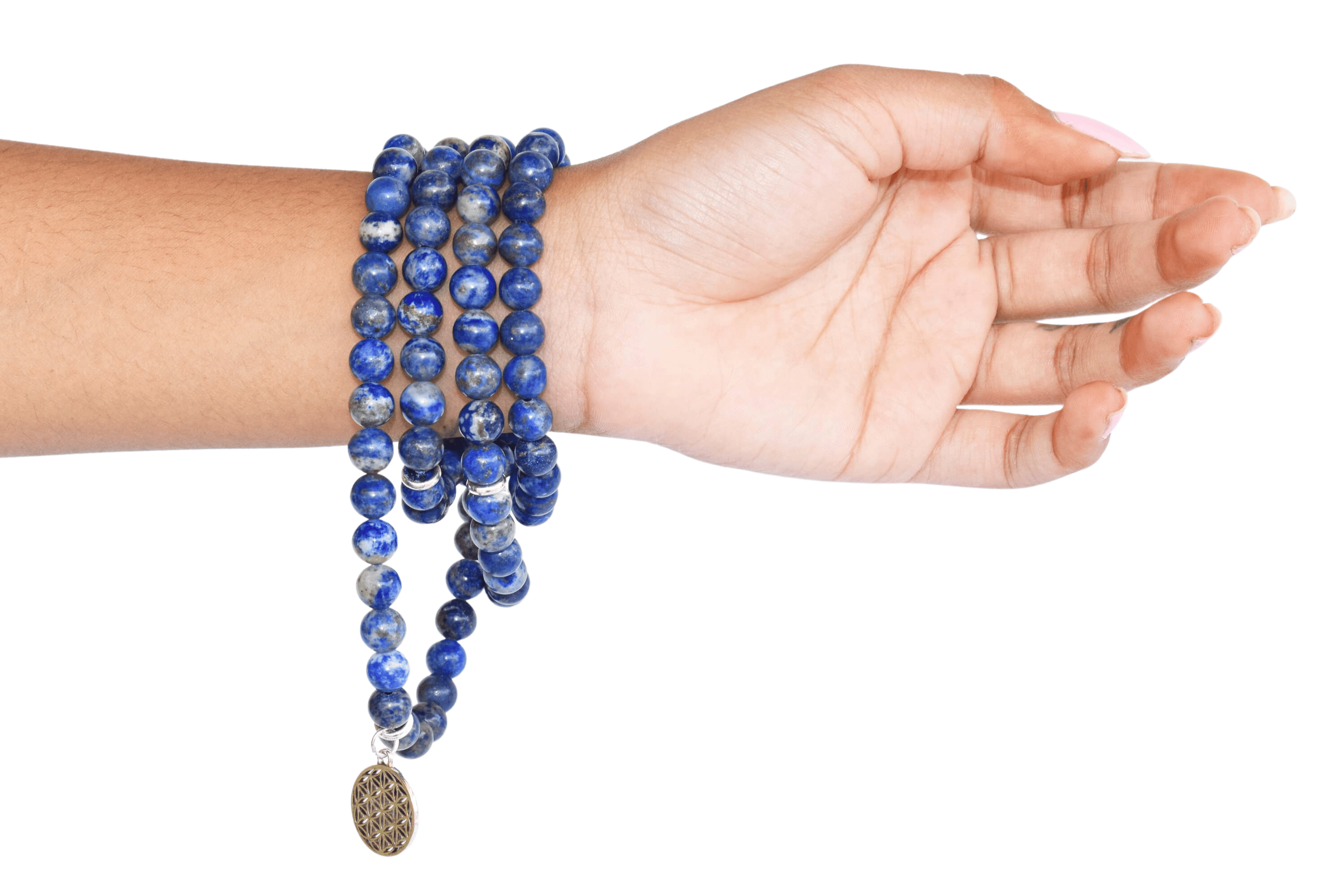 Lapis Lazuli Beads Mala Bracelet, 108 Prayer Beads Necklace (Truth and Confidence)  DestGlow