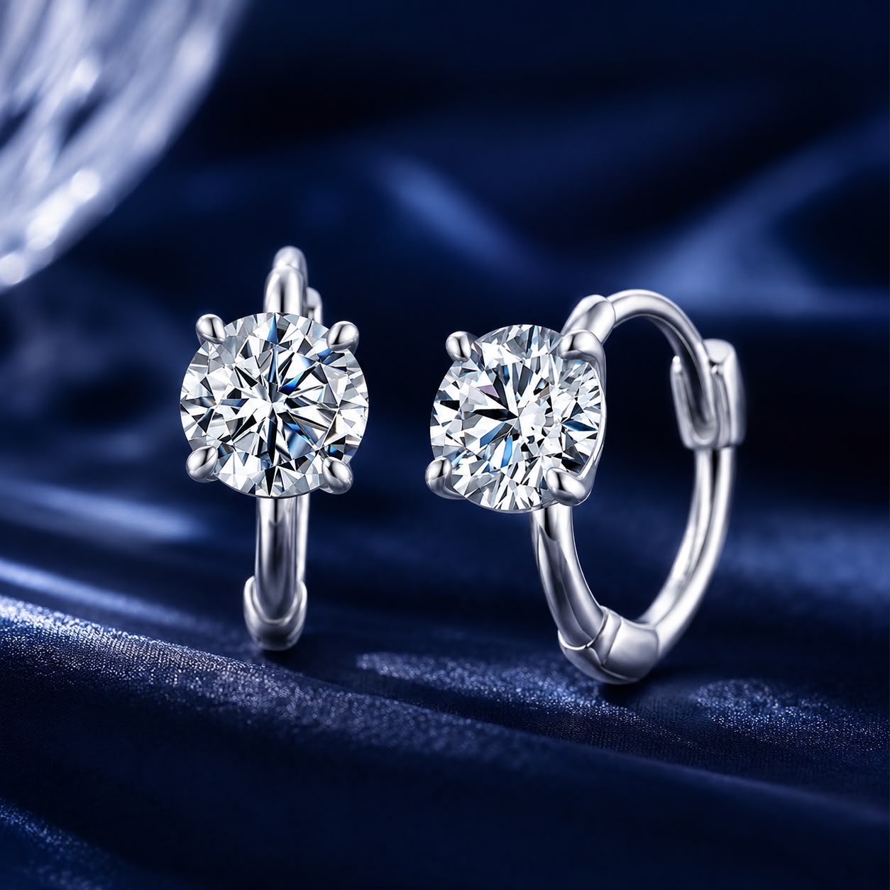 925 Sterling Silver &amp; White Gold Plated 0.5 Carat Moissanite Earrings for Women