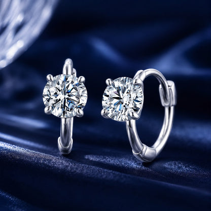 925 Sterling Silver &amp; White Gold Plated 0.5 Carat Moissanite Earrings for Women