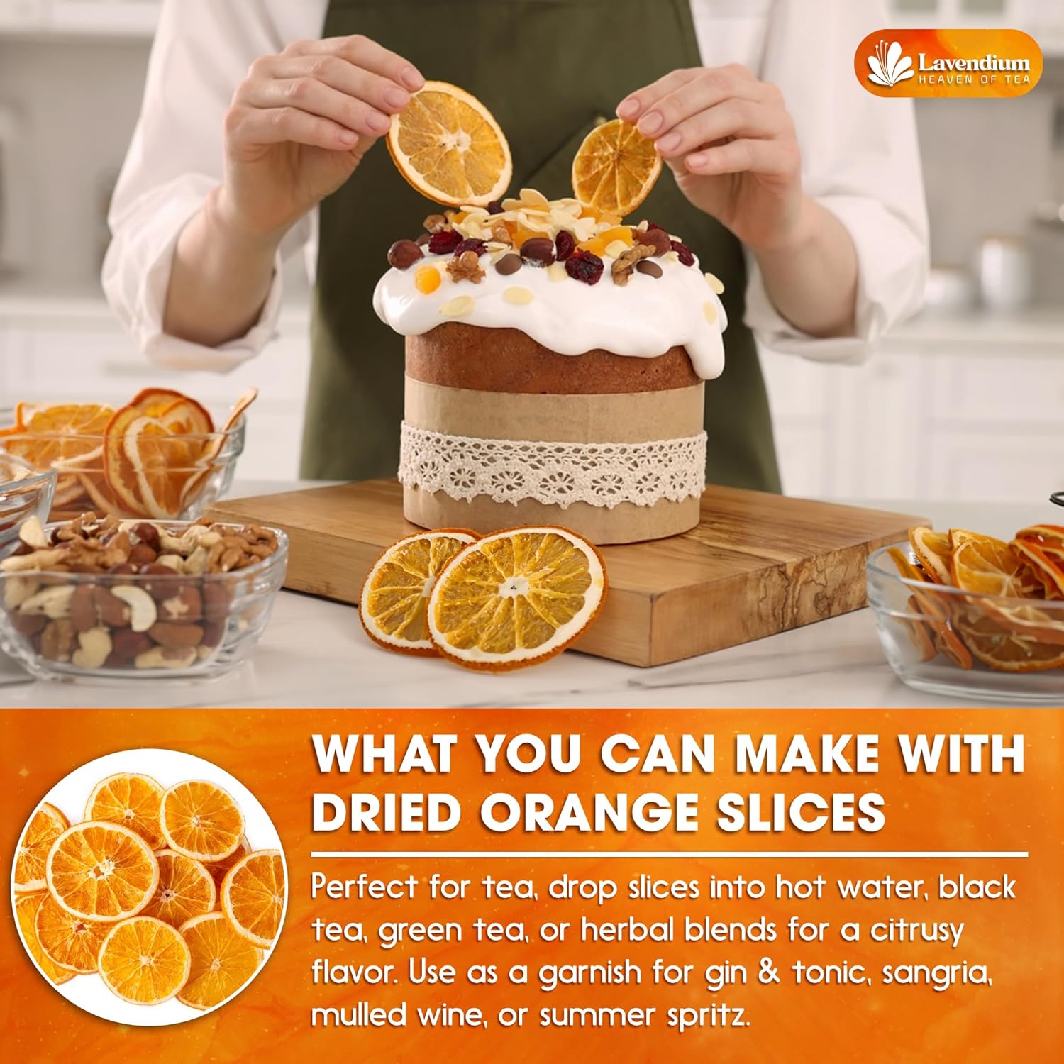Premium Dried Orange Slices 6oz – Natural Dehydrated Citrus Wheels for Tea, Cocktails, Baking, Holiday Decorations, Potpourri, and Crafts. by FreshDrinkUS - Natural and Premium Herbal Tea