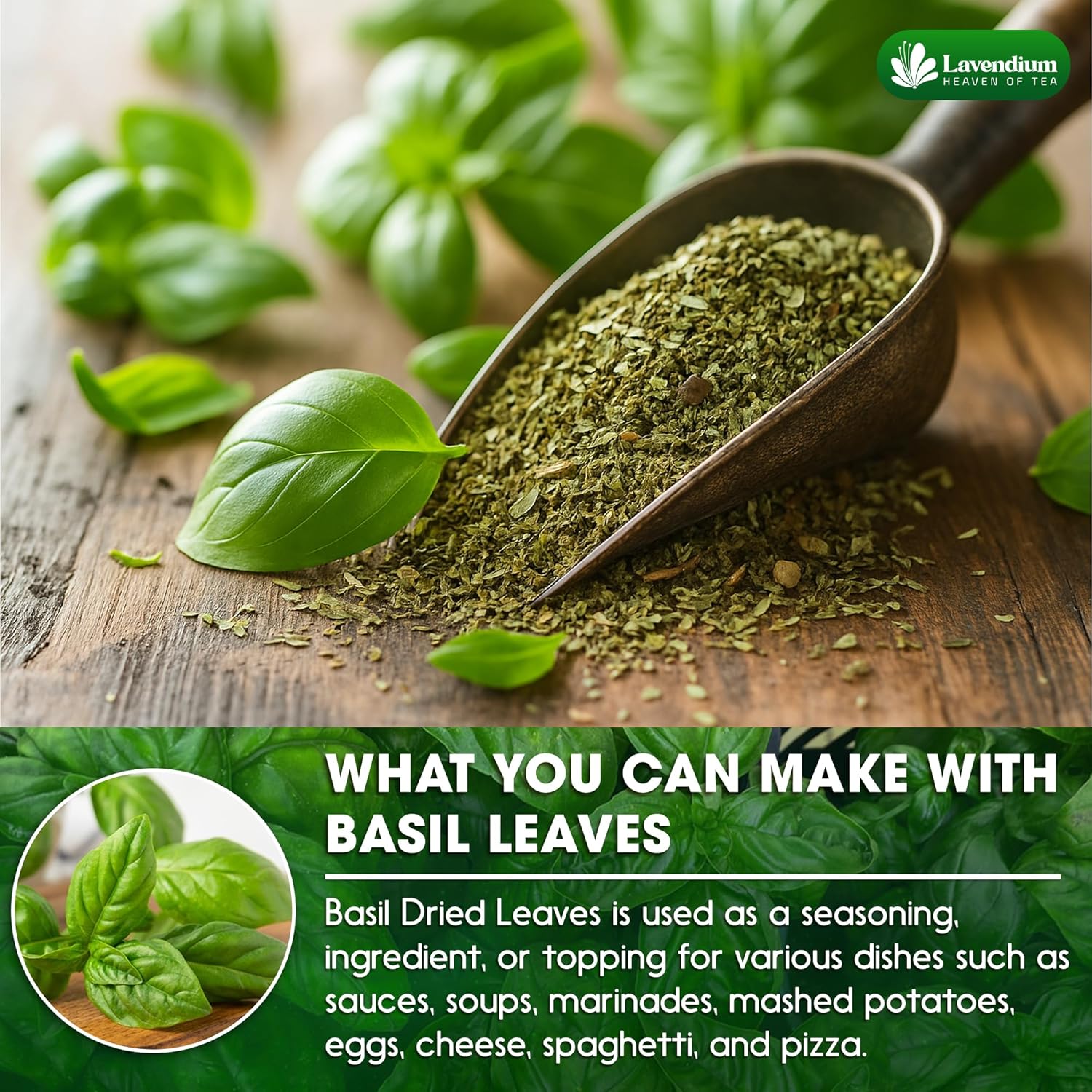 Premium Dried Basil – 100% Pure, Non-GMO, Gluten-Free, Vegan – Aromatic Culinary Herb for Cooking, Garnish, and Seasoning by FreshDrinkUS - Natural and Premium Herbal Tea