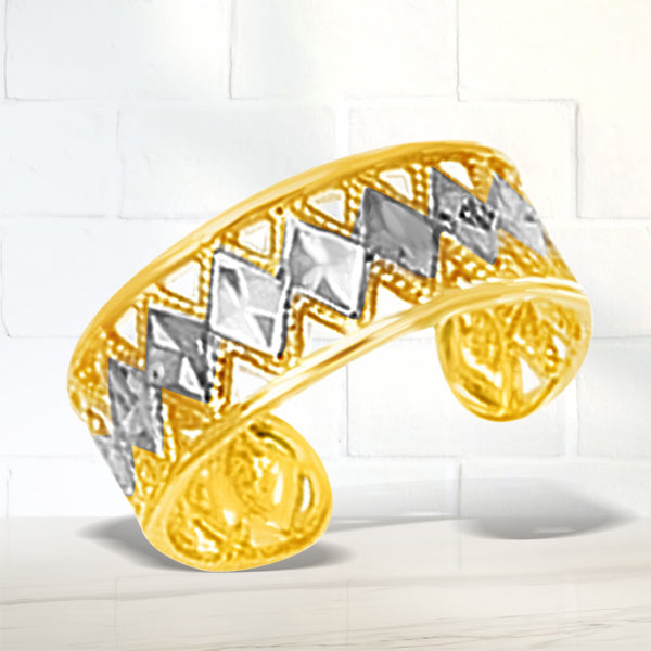 14k Two-Tone Gold Cuff Type Cut-Out Toe Ring with Diamond Design by Bids.com