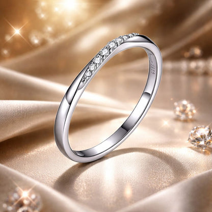 925 Sterling Silver Pavé Set CZ Platinum Plated Ring Size 6 for Women by Bids.com