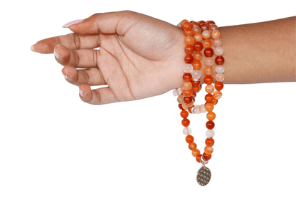 Carnelian Beads Mala Bracelet, 108 Prayer Beads Necklace (Vitality and Motivation)  DestGlow