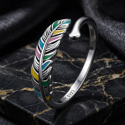 925 Sterling Silver Enamel Oxidized Ring for Women by Bids.com
