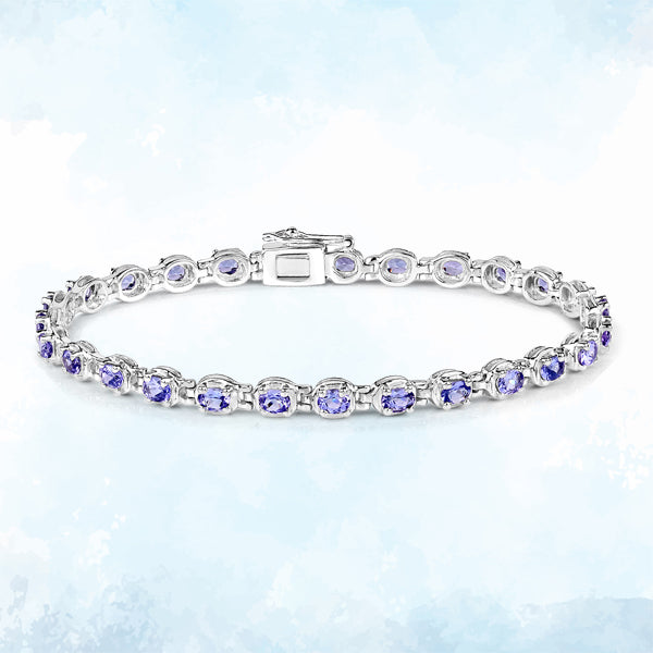 4.59 Carat Genuine Tanzanite .925 Sterling Silver Bracelet  DestGlow