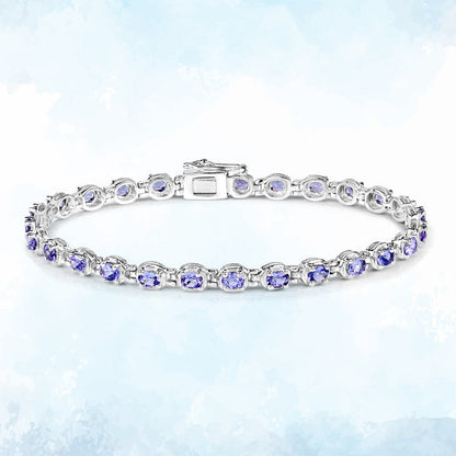 4.59 Carat Genuine Tanzanite .925 Sterling Silver Bracelet  DestGlow