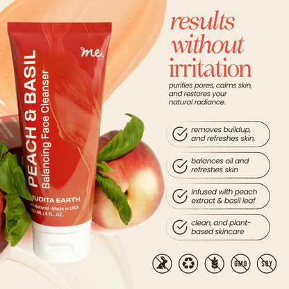 Peach &amp; Basil Balancing Face Cleanser by Mudita Earth