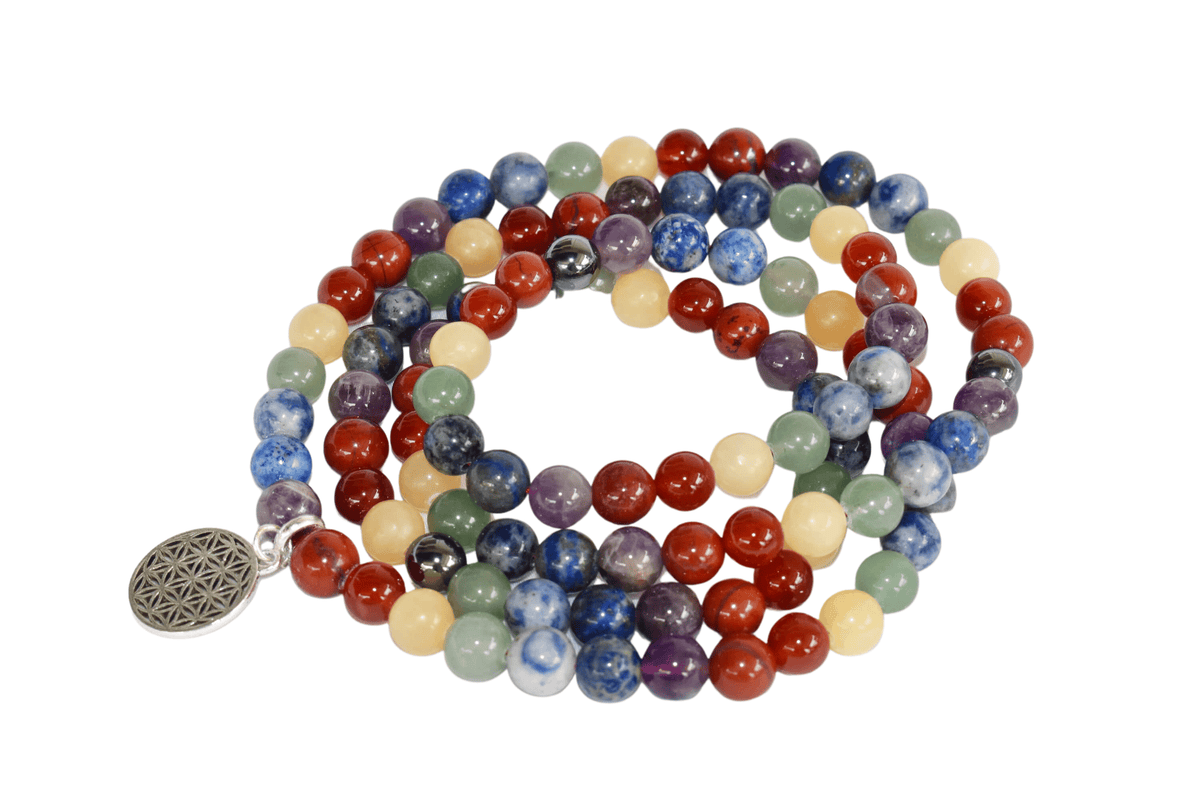 7 Chakra Beads Mala Bracelet, 108 Prayer Beads Necklace  DestGlow