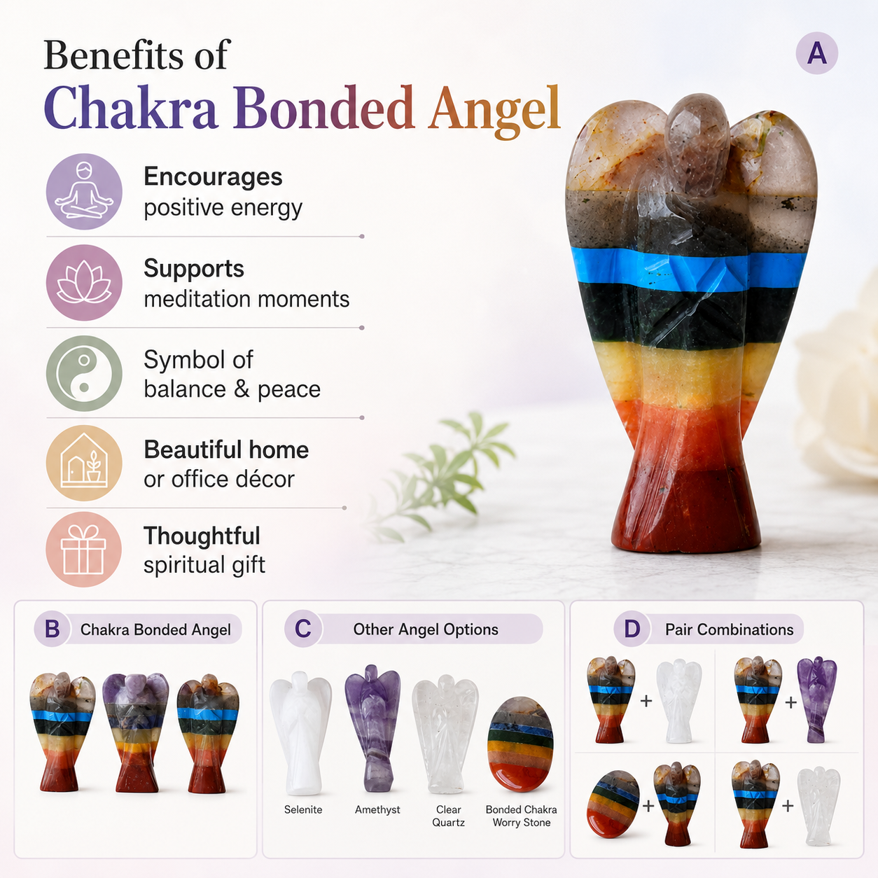 Bonded Chakra Crystal Angel Pocket Guardian  DestGlow