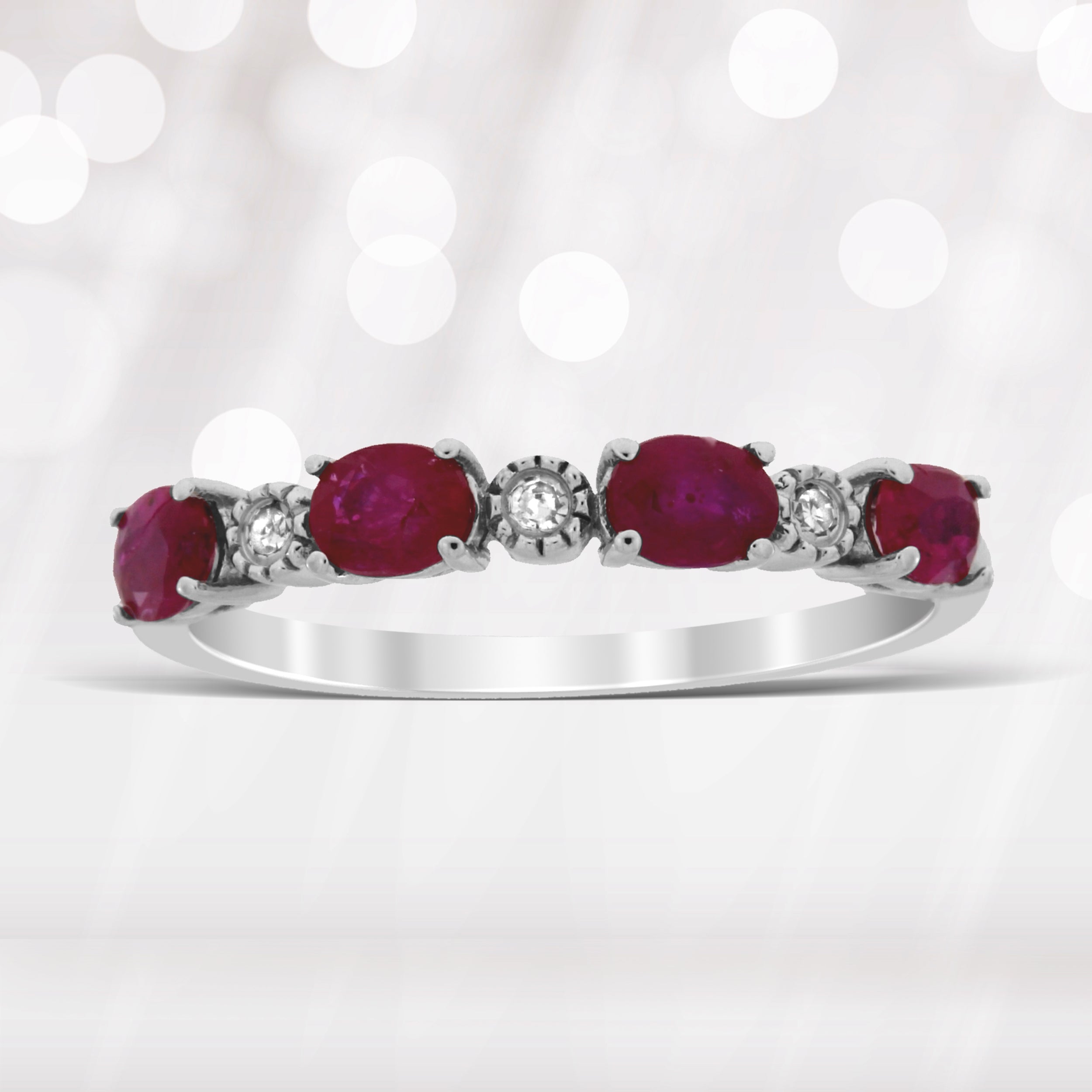 1.08ct Ruby Diamond Fashion band rings 14KT White Gold by Bids.com