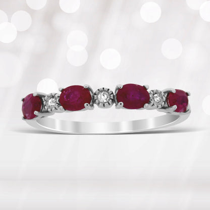1.08ct Ruby Diamond Fashion band rings 14KT White Gold by Bids.com